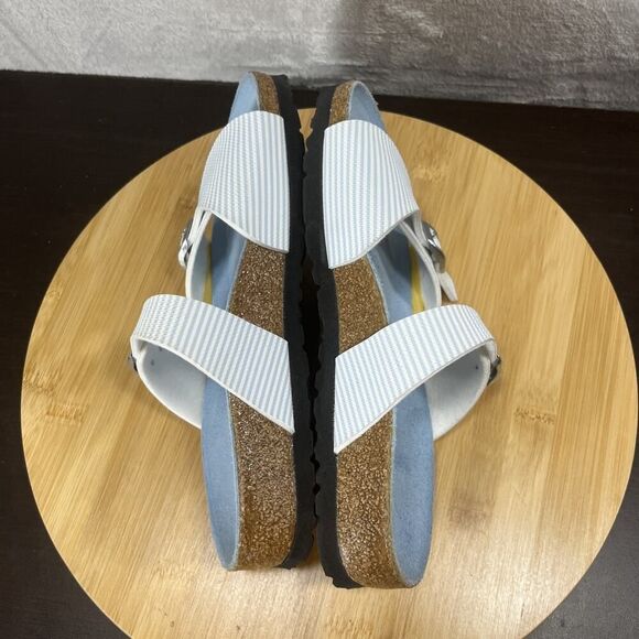 Birkenstock Birkis Sydney Womens Size 5 Blue White Striped Birko Flor Sandals - Picture 7 of 8